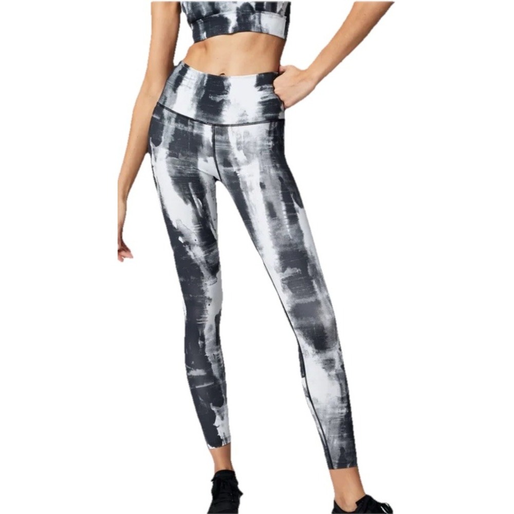 Varley Luna Leggings Mono Cloud Marbled High-Waisted 7/8 Length Women's M‎ $110